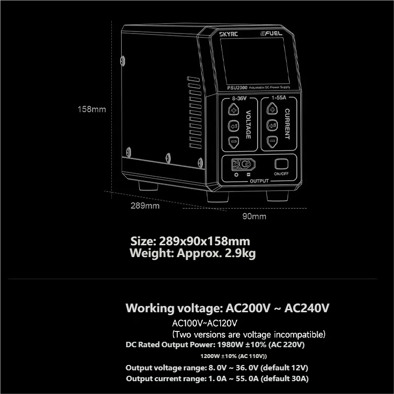 SKYRC PSU2000 1980W Adjustable - огляд і ціна Drone Charger